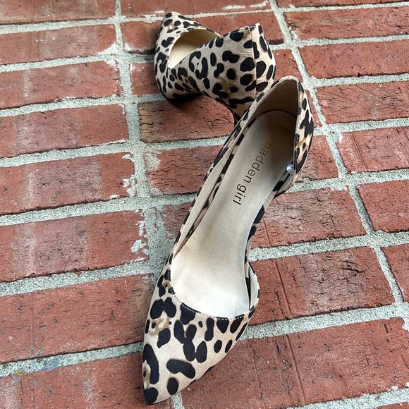 Madden Girl Leopard Faux Suede Cutout High Heels - Picture 6 of 8
